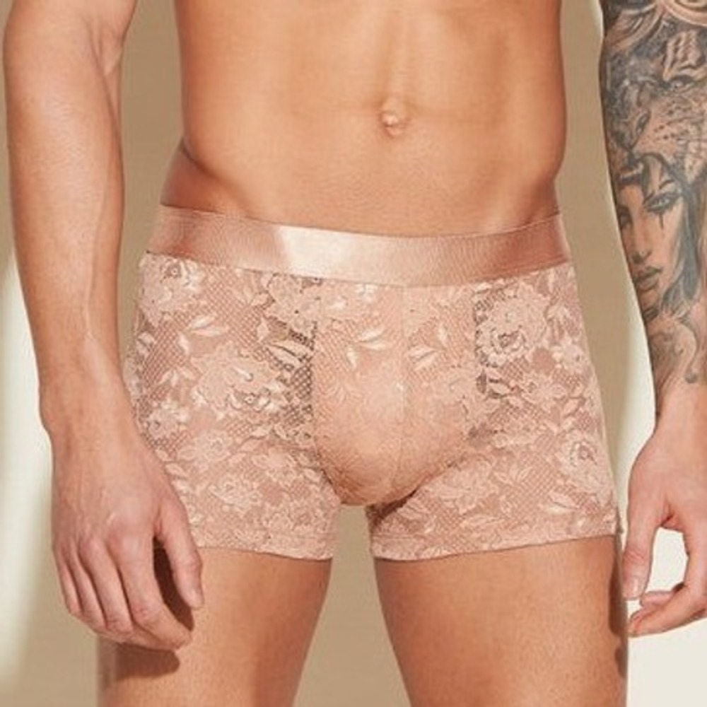 Cosabella Luxury Italian Men's Lace Trunks Designer Underwear Rose Gold Sei